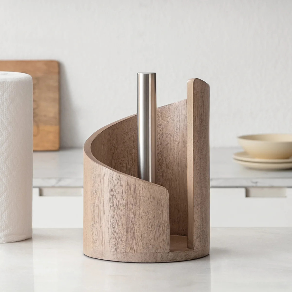Wooden Paper Towel Holder with Top Load Space Design for Kitchen and Table Decor, Anti Skid Base,... | Wayfair North America