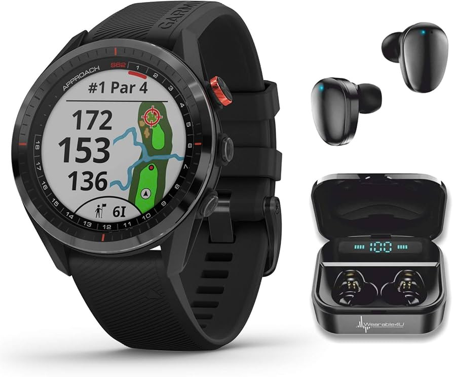 Garmin Approach S62 Premium GPS Black Golf Watch with Wearable4U Black Earbuds with Charging E-Ba... | Amazon (US)