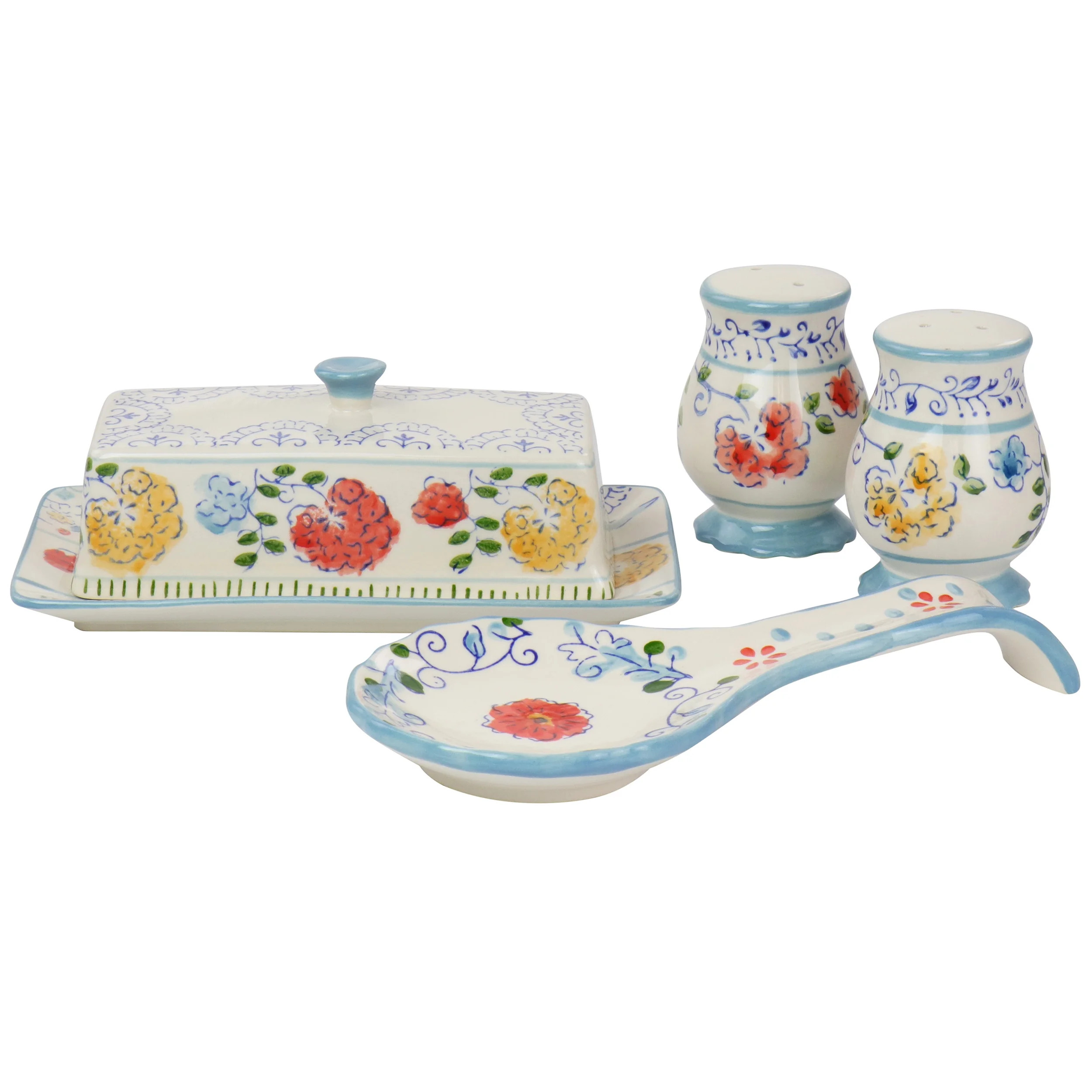 Gibson Elite Anaya 5 Piece Hand Painted Stoneware Table Accessory Set | Walmart (US)