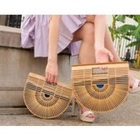 Bamboo Handbag with Reversible Purse Liner Insert in two colors (Blue and Natural)   Handmade Woven Ark Bag | Etsy (US)