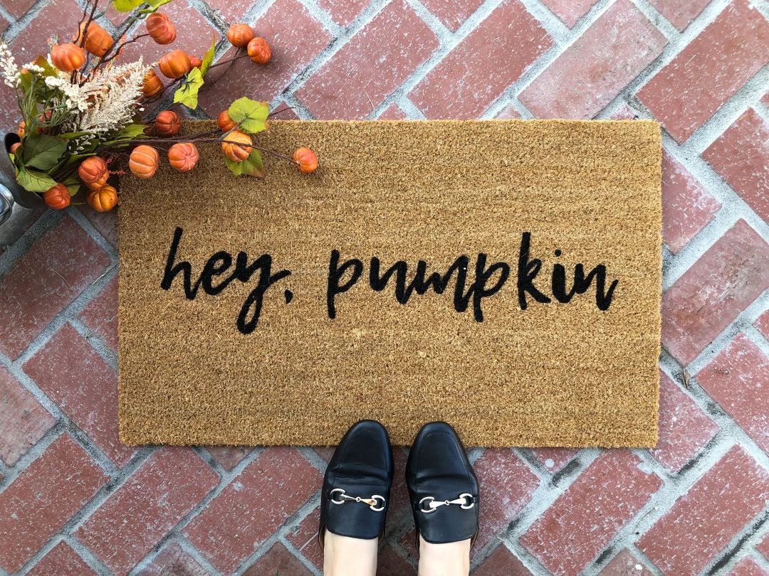 hey pumpkin Doormat, Thanksgiving Doormat, Fall Porch Decor, Halloween Doormat, Fall Welcome Mat,... | Etsy (US)