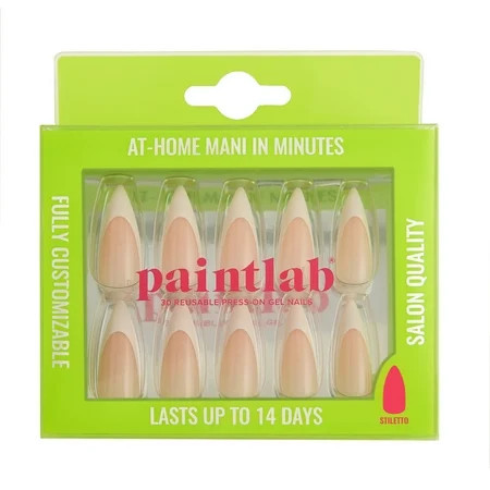 PaintLab Long Stiletto Press On False Nails, French Tips, White French Tip, 30 Count | Walmart (US)