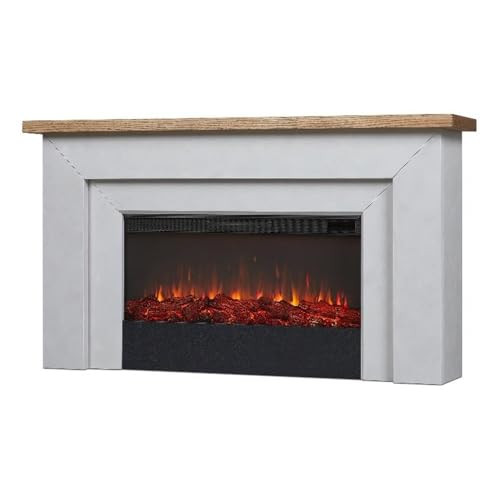 Real Flame Malie 68" Landscape Electric Fireplace with Mantel for Living Room or Bedroom, Replaceable Fireplace Insert Heater, Realistic Log and Flame Effect, Remote Control, Timer - Venetian Gray | Amazon (US)