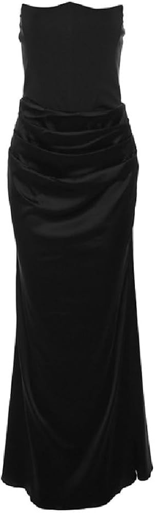 Quenny Ladies' spring and summer fashionable casual strapless sexy backless slim fit dress | Amazon (US)