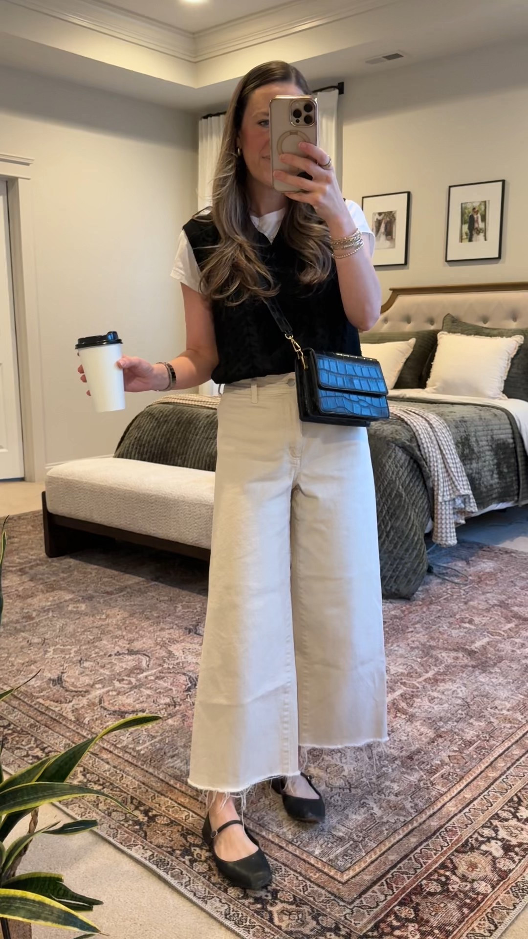 Preppy mom uniform 🤍

Amazon sweater vest layered over a simple white tee + Target’s viral sailor jeans. I’m wearing a 4 in the jeans but should have gone with my true size (2) — they run a little roomy.

Finished it with classic black Mary Janes and a crossbody for hands-free life.

Easy. Polished. Still practical.



#LTKgrwm #LTKootd #LTKmomlife