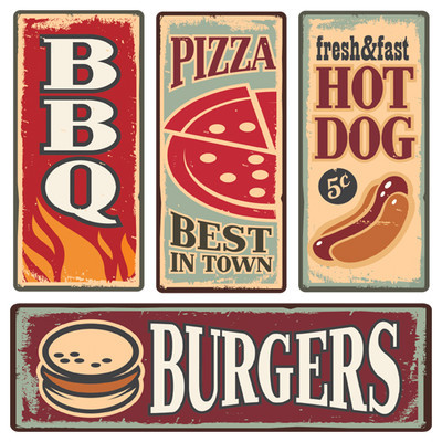 METAL VINTAGE RETRO AMERICAN DINER TIN SIGN PLAQUE PIZZA BURGER HOT DOG FOOD | eBay UK