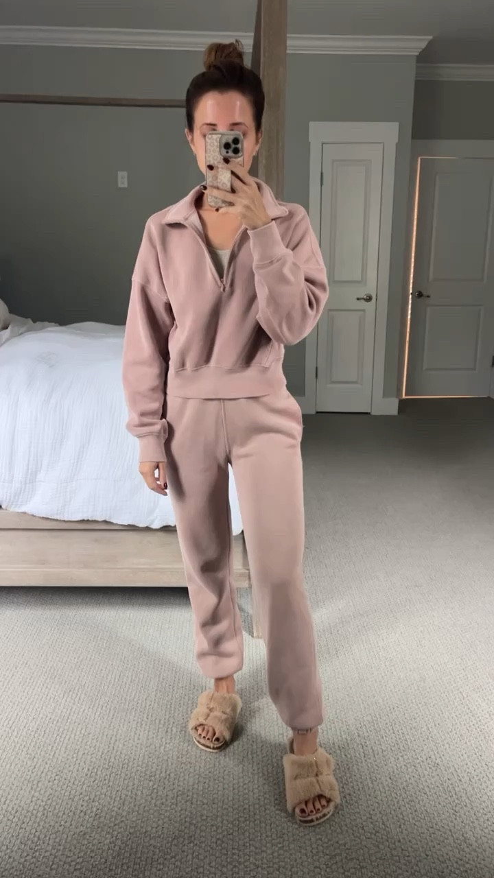 Abercrombie Sunday sweatpants in XXS. Abercrombie hoodie in XXS. This is the *second* light brown color (not sure why there are 2). Amazon slippers. Casual outfit. Cozy outfit. Pottery barn Canopy bed. Travel outfit. White bedding. 

#LTKHoliday #LTKsalealert #LTKtravel