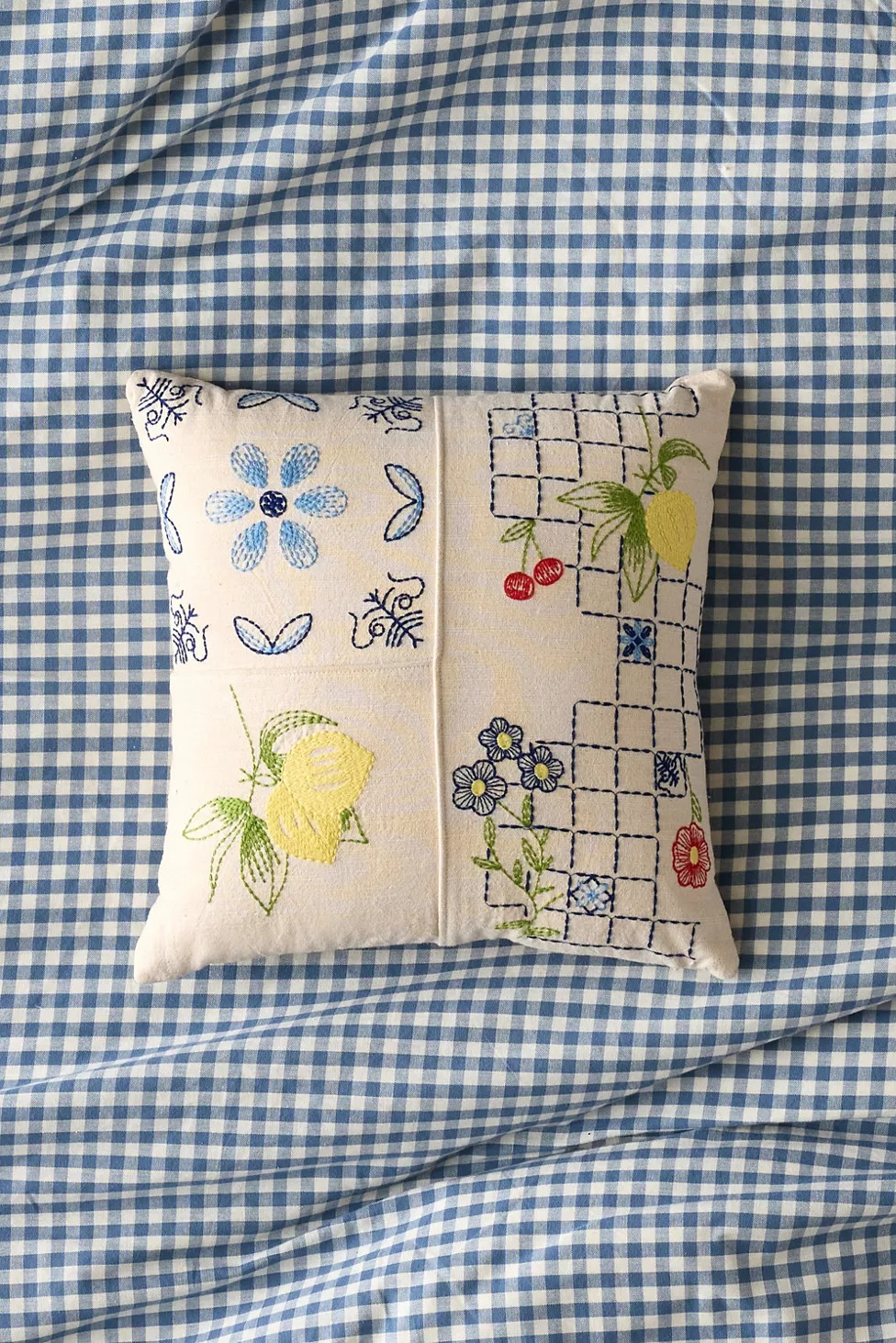 Fruit Lattice Pattern Embroidered Throw Pillow | Urban Outfitters (US and RoW)