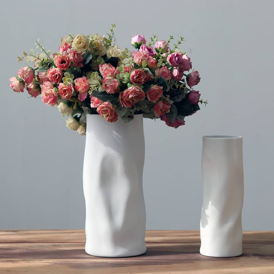 Abbittar Ceramic Vase Set of 2,10.7" and 9" H Large Flower Vases for Rustic Home Decor, Modern Fa... | Amazon (US)