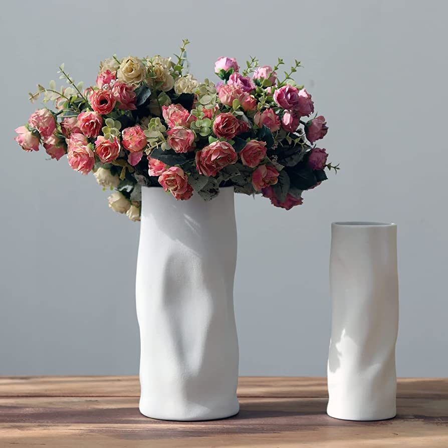 Abbittar Ceramic Vase Set of 2,10.7" and 9" H Large Flower Vases for Rustic Home Decor, Modern Fa... | Amazon (US)
