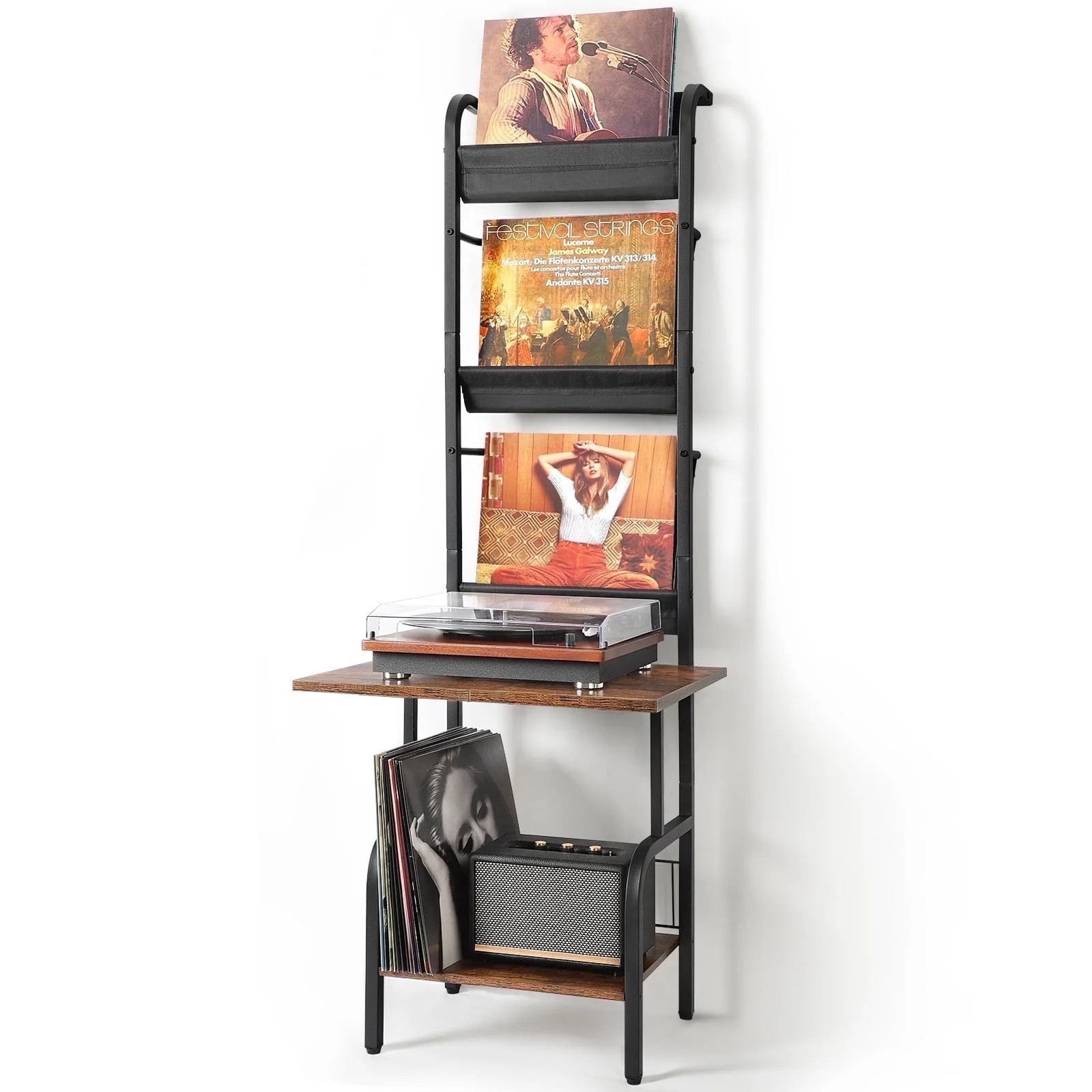 Olakee Record Player Stand with Vinyl Storage up to 200 Albums, Turntable Stand | Walmart (US)