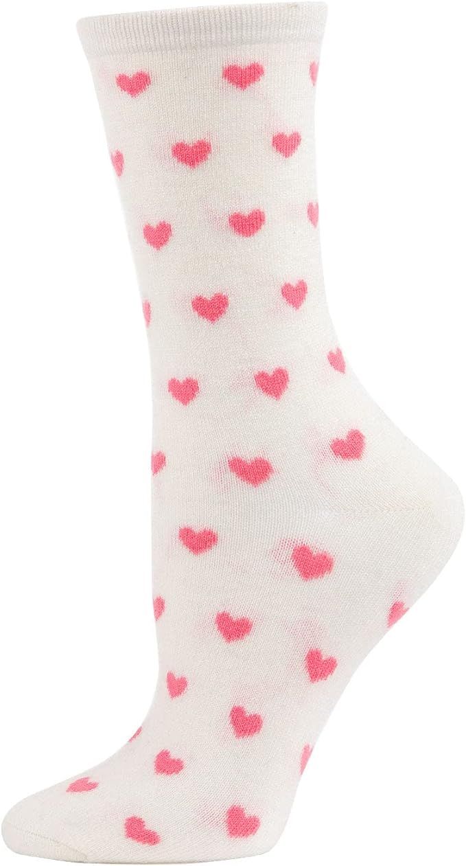 MeMoi Women's Soft Heart Print Cashmere Blend Crew Sock | Amazon (US)