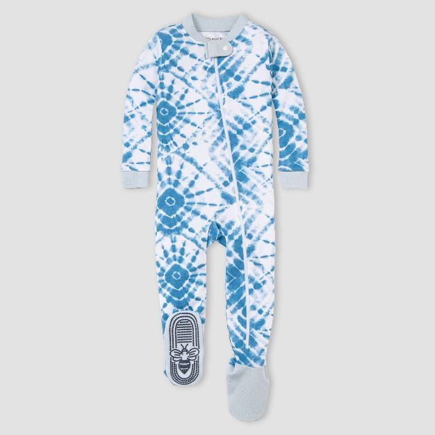 Burt's Bees Baby® Baby Boys' Diamond Tie-Dye Organic Cotton Snug Fit Footed Pajama - Light Blue | Target