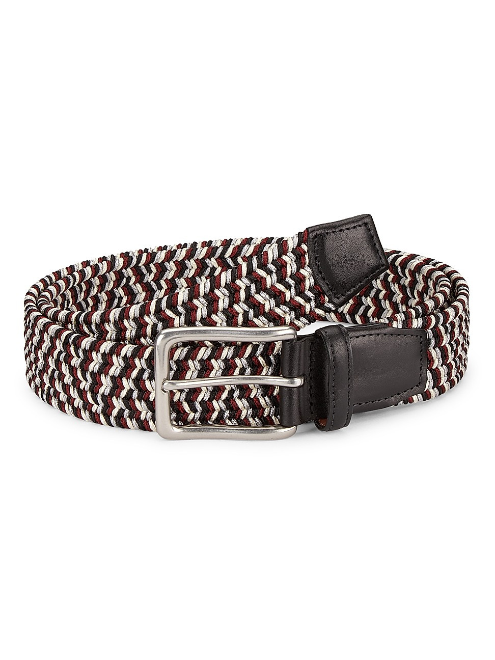 Saks Fifth Avenue Men's COLLECTION Braided Woven Belt - Red Grey - Size 42 | Saks Fifth Avenue