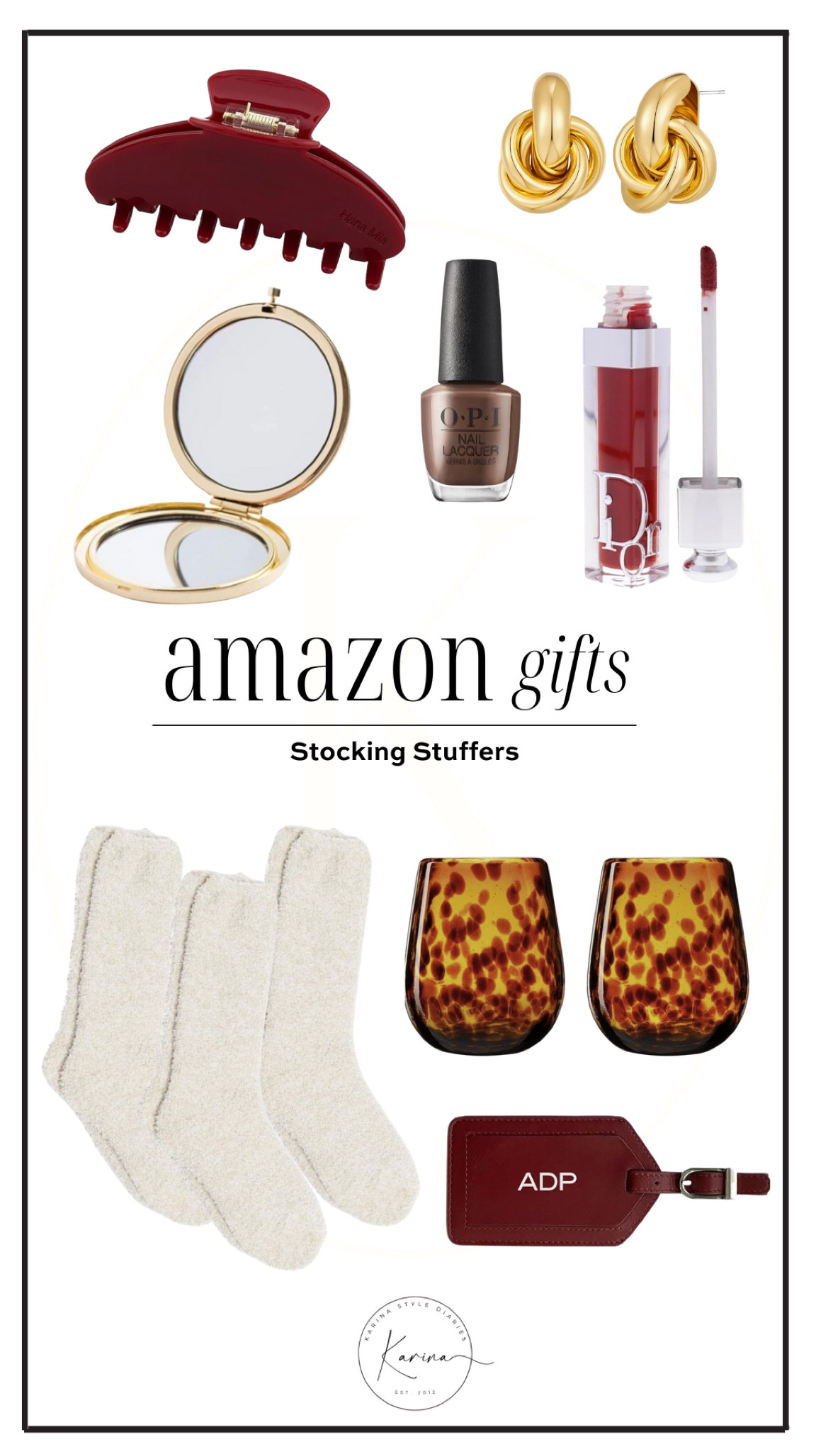 Stocking Stuffers for Her 🎅🏻 Don’t forget the final touches of the season! These stocking stuffers can all be sourced from Amazon, helping you check every last detail off your list. I’m totally swooning over these tortoise shell glasses and this nail polish shade! 

#LTKHoliday #LTKGiftGuide #LTKSeasonal