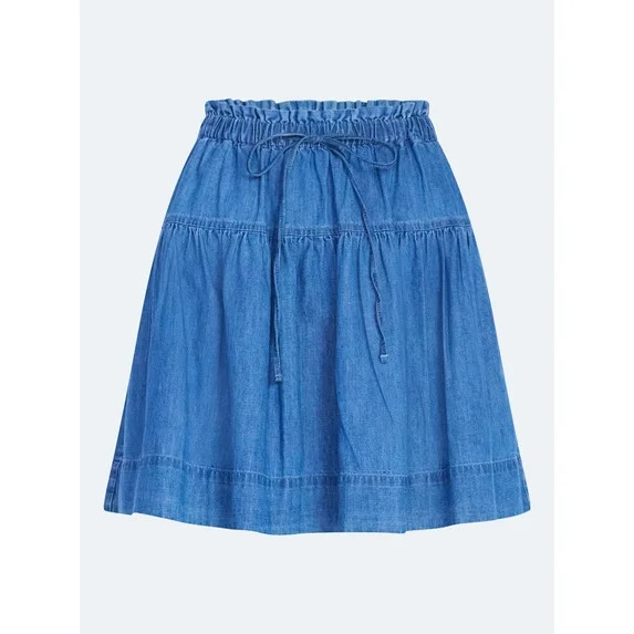 Free Assembly Women's Tiered Denim Mini Skirt, Sizes XS-XXL | Walmart (US)