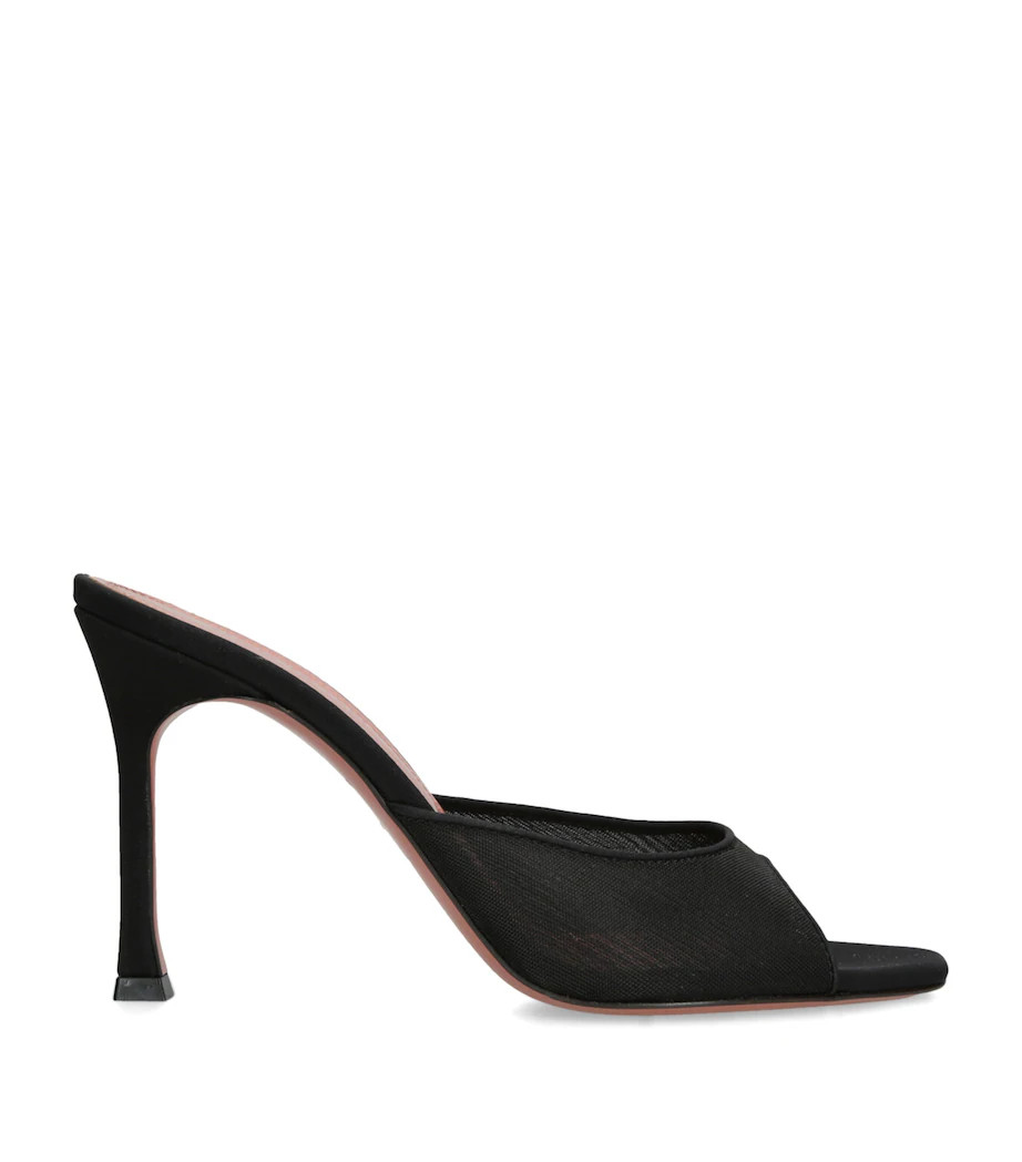 Amina Muaddi Black Mesh Alexa Mules 95 | Harrods US