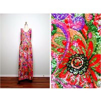 50S 60S Couture Sequin Gown/1960's Neon Sequined Full Length Dress By Chez Royale | Etsy (US)