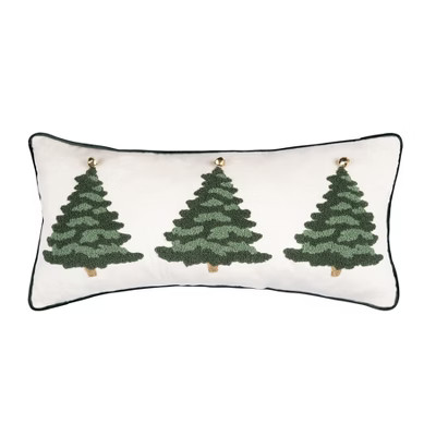 C&F Home Flocked Evergreen Trees Embellished Christmas Accent Pillow 12" x 24" | Target