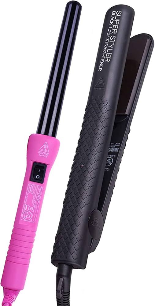Herstyler Superstyler Flat Iron - Grande Curling Iron Pink - Curling Wand and Straightener Set | Amazon (US)