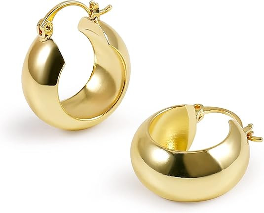 Elegance 11 designs Gold Hoop Chunky Thick Earrings Filled Plated For Women | Amazon (US)