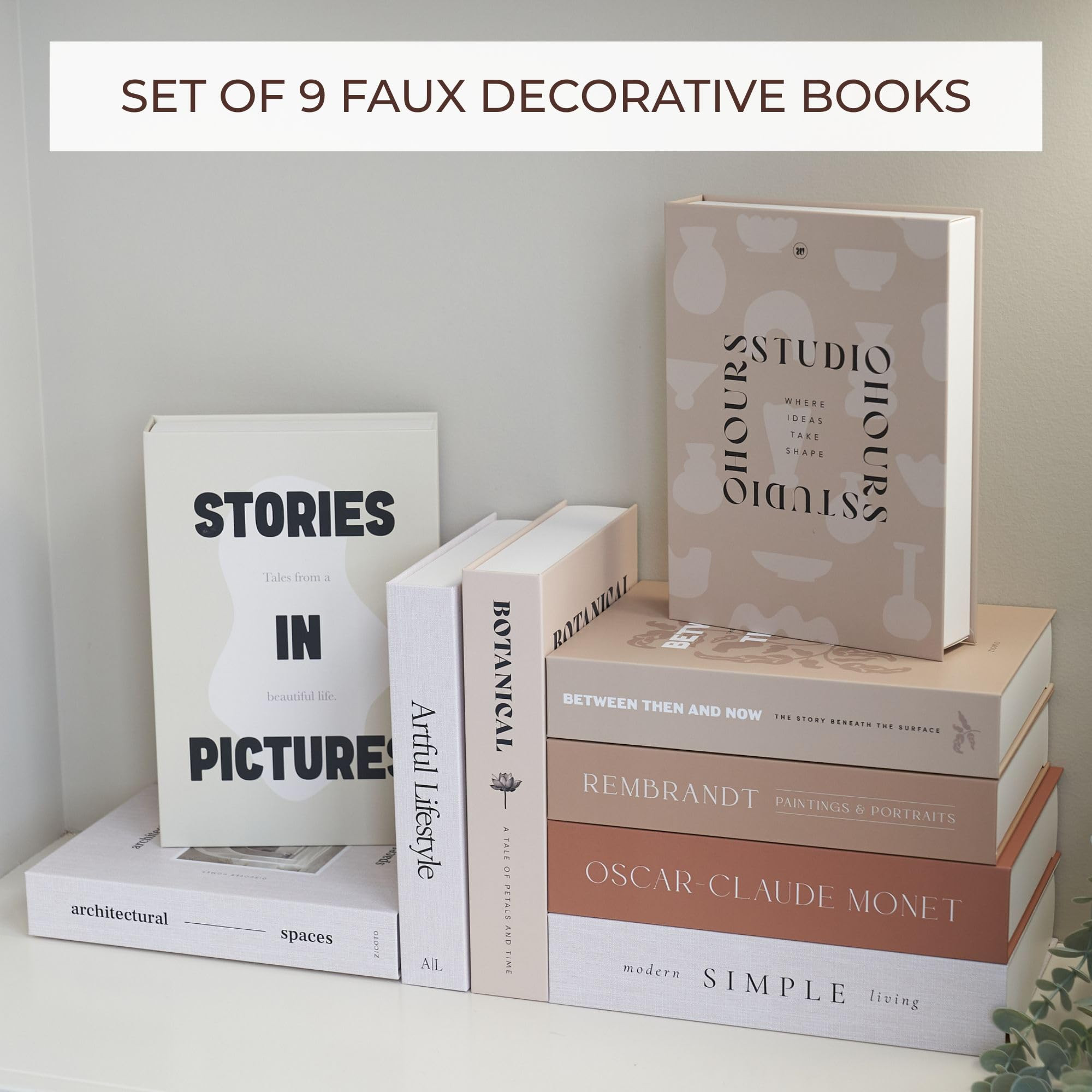 Beautiful Decorative Books - Set of 9 Boxes Enhance Your Coffee Table, Bookshelf or Mantel Shelf ... | Amazon (US)