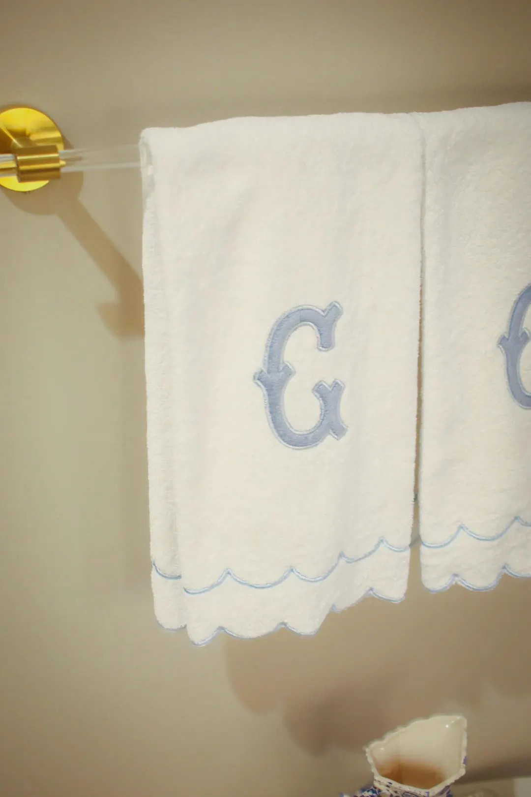 Custom Blue Appliqué Scalloped Hand Towel | Appliqué Towels | Custom Gifts | Gifts for Home - E... | Etsy (US)