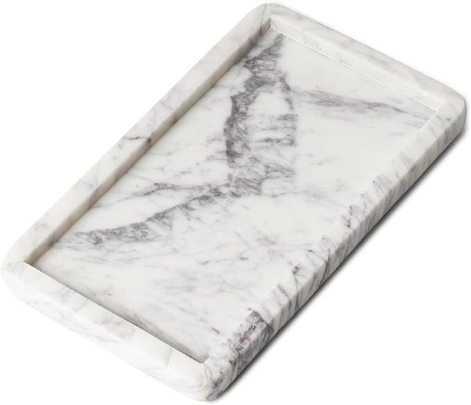 Cork & Mill Marble Tray for Bathroom Countertop, Kitchen Counter, or Catchall - 8 3/4" x 5" Small... | Amazon (US)