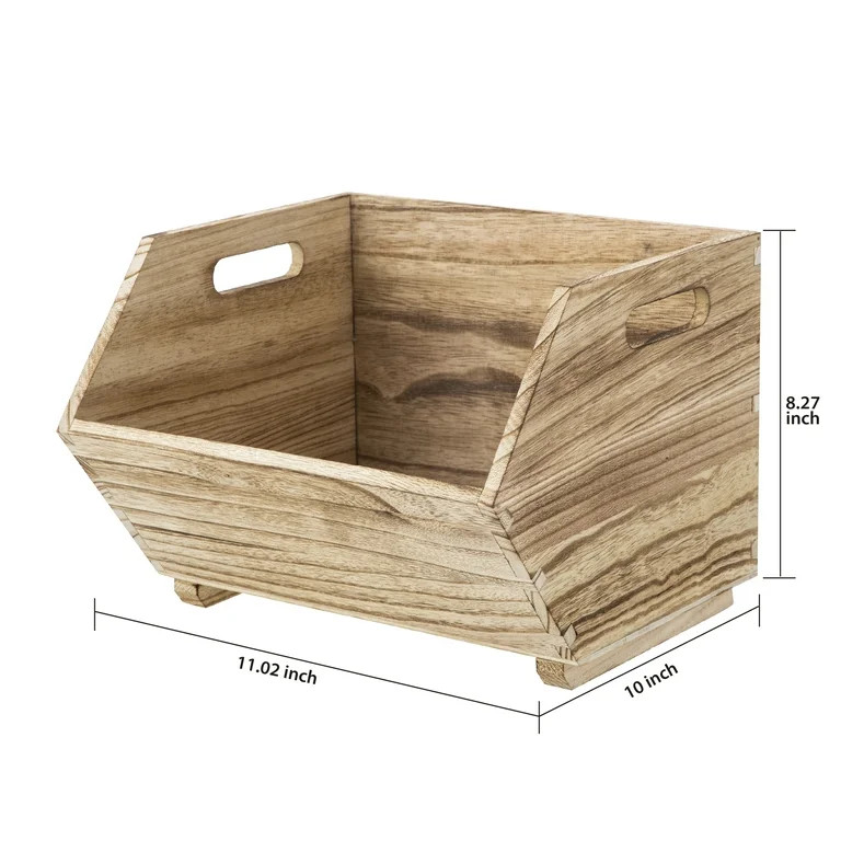 Better Homes & Gardens Adult Natural Wood Stacking Storage Bin Set 2-Piece | Walmart (US)