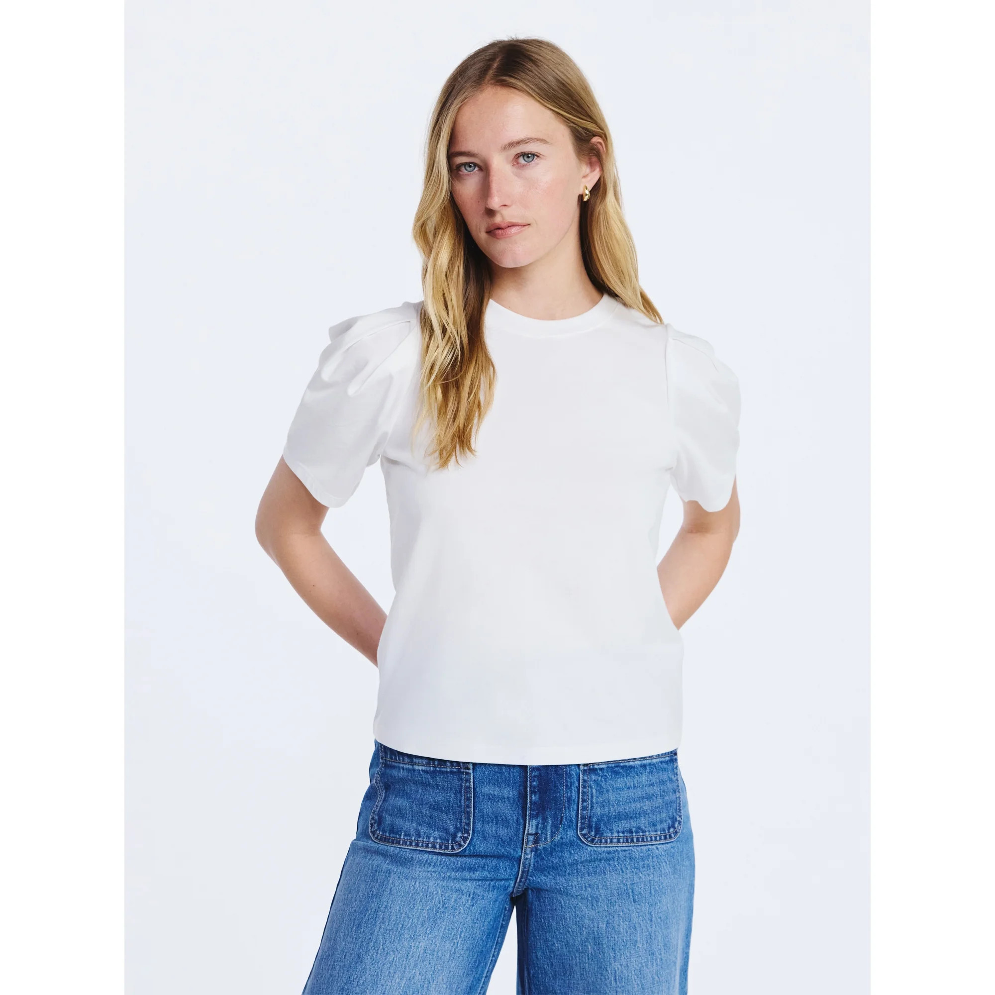 Free Assembly Women's Crewneck Tee with Puff Sleeves, XS-XXL | Walmart (US)