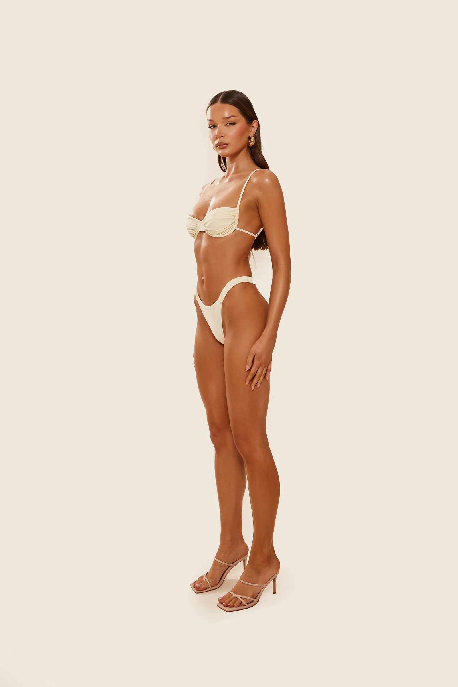 The Ruched Cup Bikini in Cream | Mars The Label