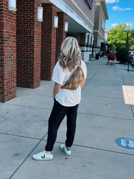 Weekend Shopping! Joggers with a comfy tee and Gucci bag! #gucci #joggers #luxurybag #tshirt #freepeople #itbag 

#LTKStyleTip #LTKItBag #LTKOver40