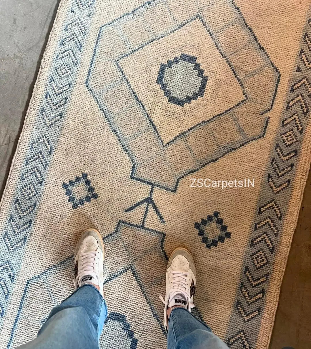 Exquisite Runner Rug in Beige & Blue Accent, Runner Oushak Rug, Hand Knotted Rug, Boho Runner, 2x... | Etsy (US)