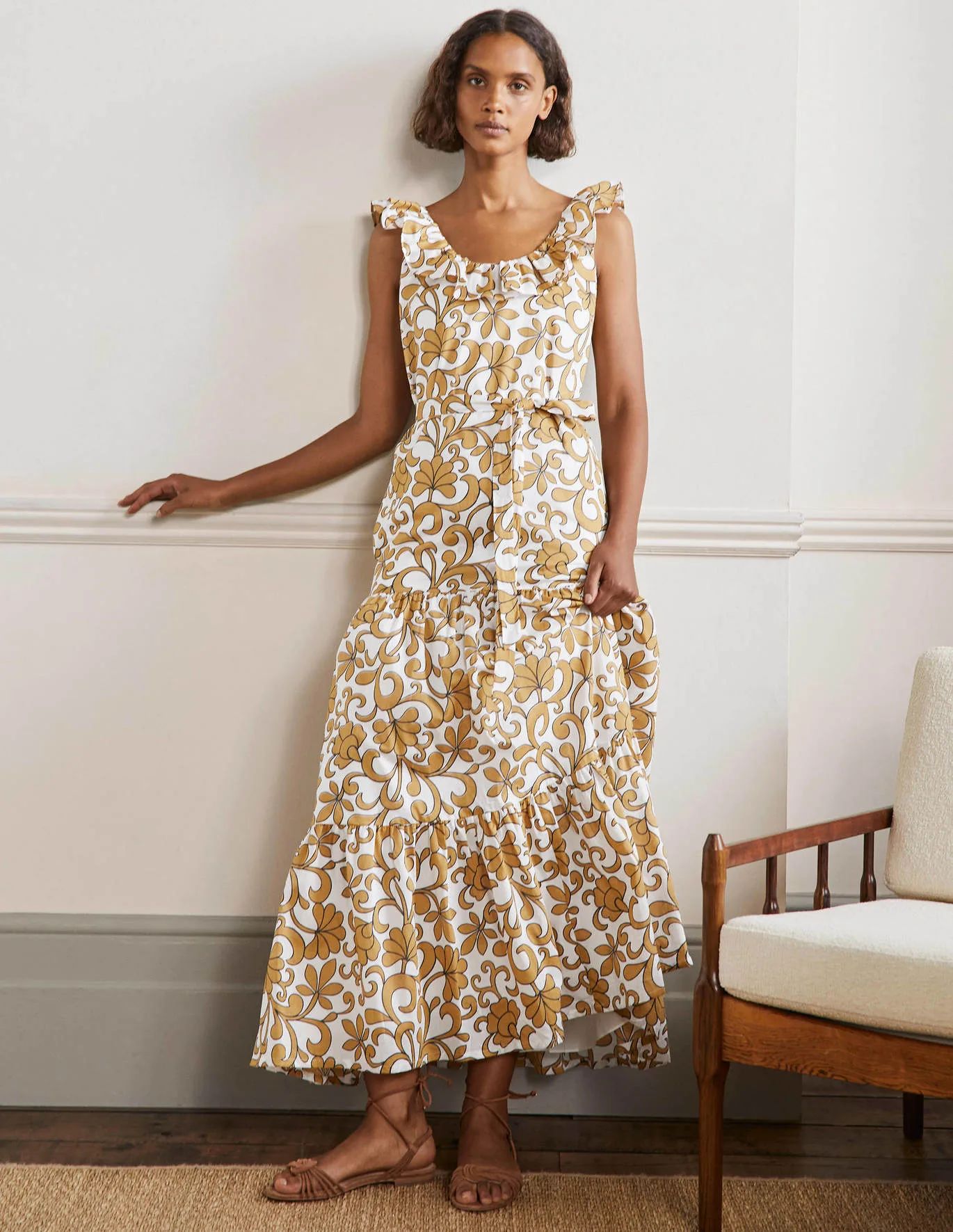 Ruffle Scoop Neck Maxi Dress | Boden (US)