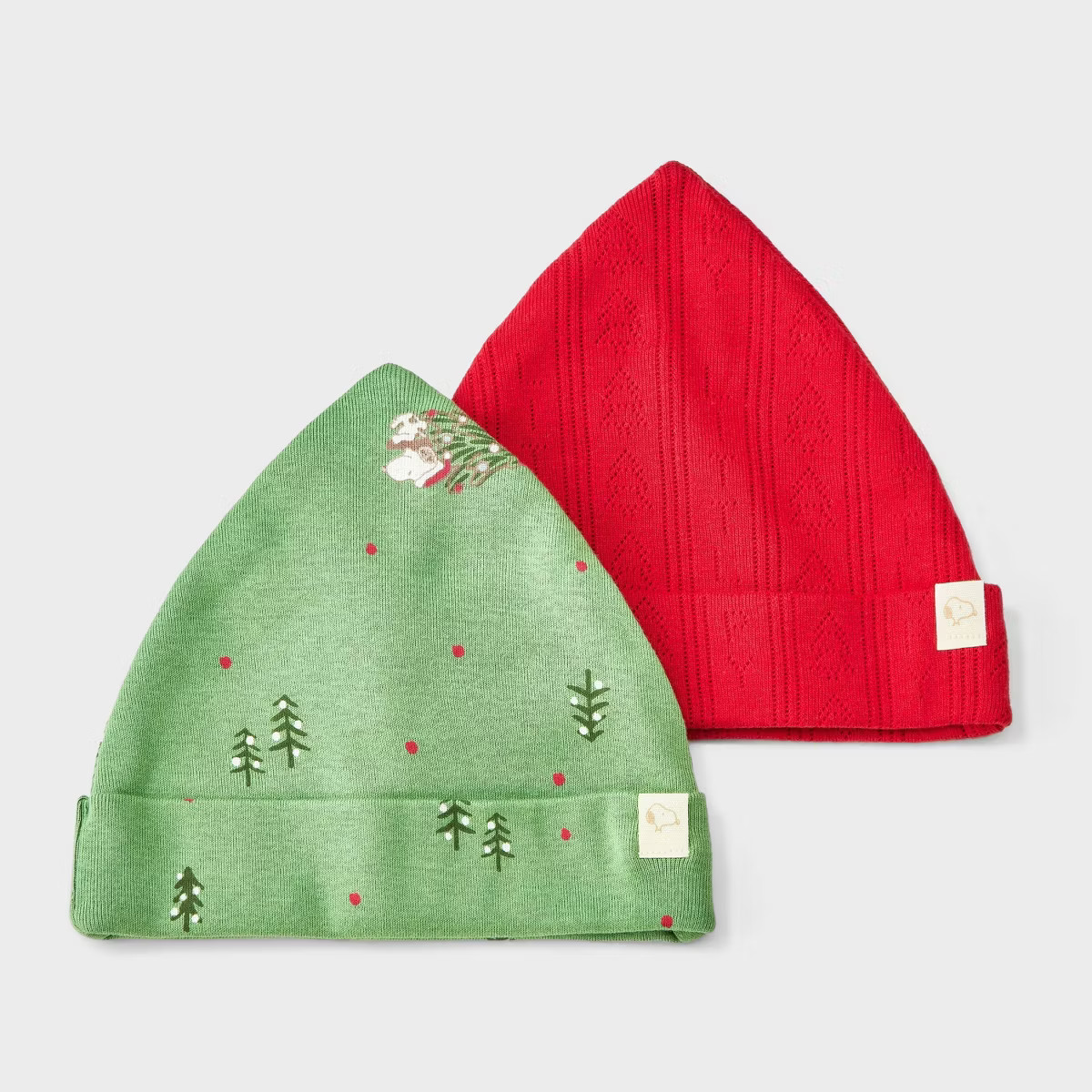 Baby 2pk Peanuts Little Snoopy Christmas Hats - Red/Green Newborn | Target