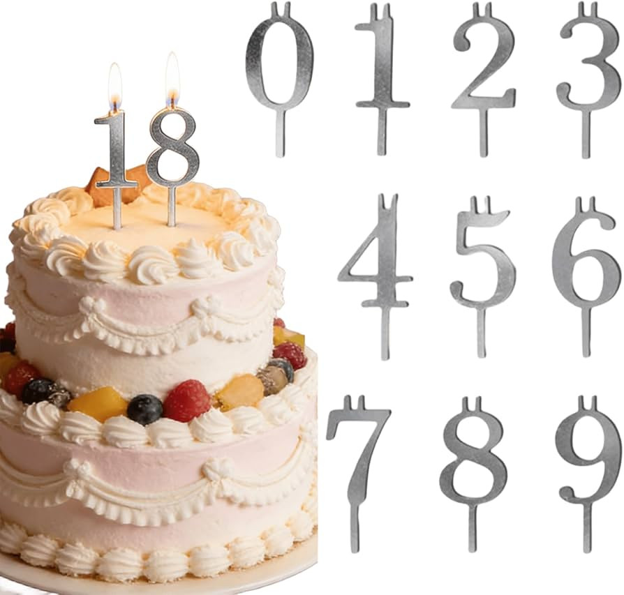 Digital Birthday Cake Candle Holder Set, Reusable Metal Number Candle Holders for Birthday Cakes,... | Amazon (US)