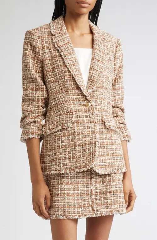 Cinq à Sept Larissa Khloe Tweed Blazer in Nutmeg at Nordstrom, Size 6 | Nordstrom