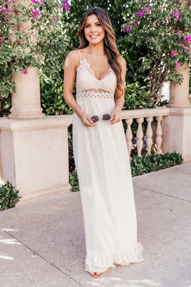 Such A Delight Taupe Lace Maxi FINAL SALE | The Pink Lily Boutique