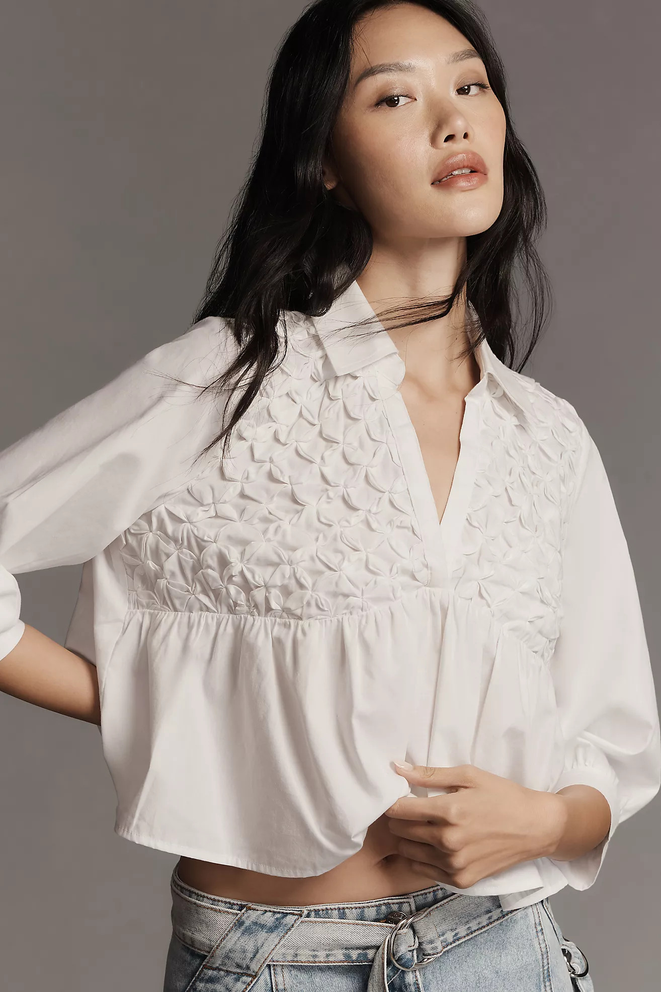 Maeve Smocked Babydoll Top | Anthropologie (US)