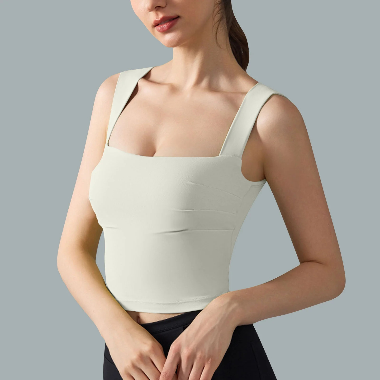 onlyliua Womens Clothes Fashion Solid Color Square Neckline Workout Tank Tops Leisure Loose Fit S... | Walmart (US)