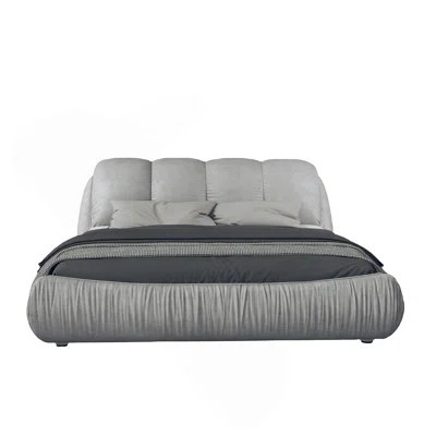 Upholstered Platform Bed with Oversized Padded Backrest, Thickening Pinewooden Slats and Metal Leg | Wayfair North America
