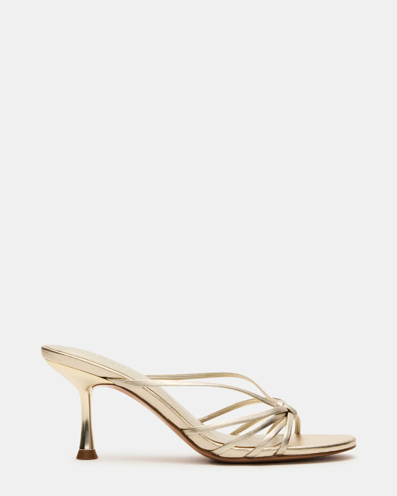 EDNA Champagne Leather Strappy Mule Women's Heel | Steve Madden (US)