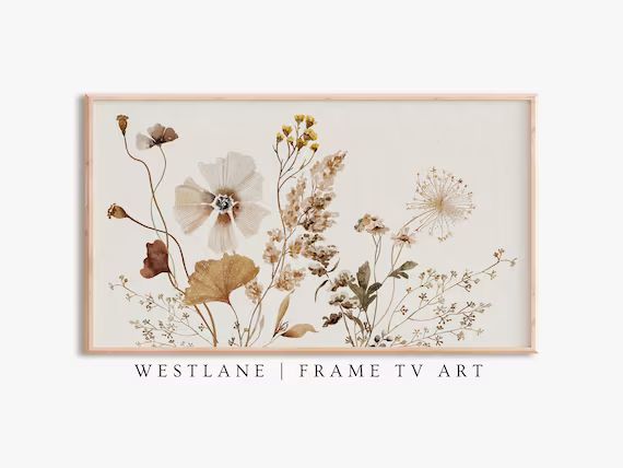 Samsung Frame TV Art | Neutral Wild Flower Painting | Downloadable DIGITAL TV218 | Etsy (US)