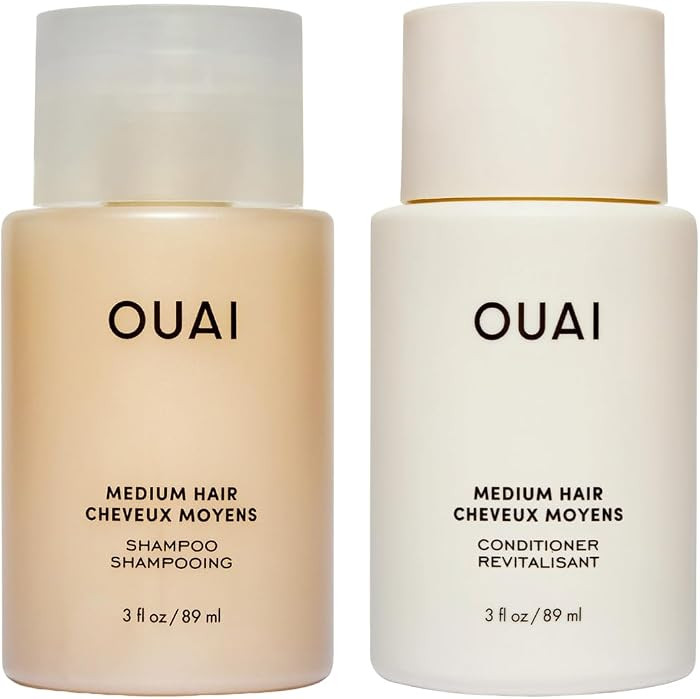 OUAI Medium Hair Shampoo & Conditioner Set, Travel Size - Hydrating Shampoo & Conditioner - With ... | Amazon (US)