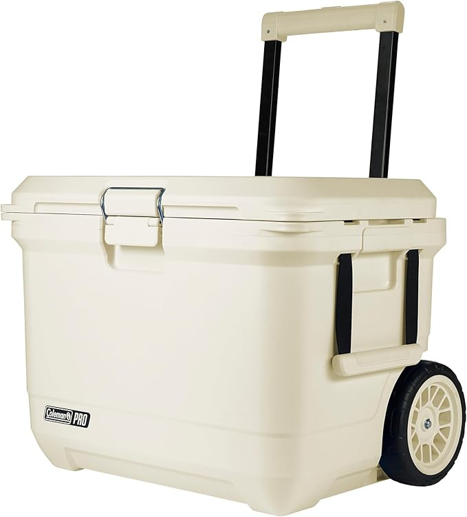 Coleman Pro Heavy-Duty, Desert Sand, 55qt Wheeled Ultra-Light Premium Hard Cooler, Extra-Thick In... | Amazon (US)