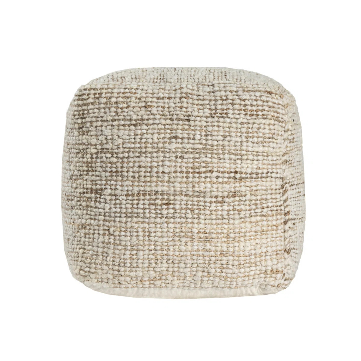 Savanna Farmhouse Distressed Hand-Woven Wool Blend Pouf Ottoman | Wayfair North America
