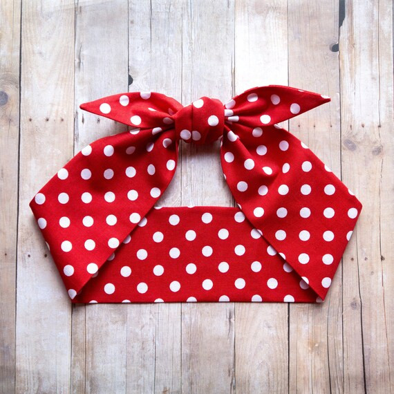 Red polka dots headscarf, We can do it hair scarf, Pin up Rockabilly, Halloween Rosie the Riveter... | Etsy (US)