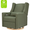 Kiwi Electronic Recliner & Swivel Glider With Usb Port, Olive Boucle With Light Wood Base | Maisonette