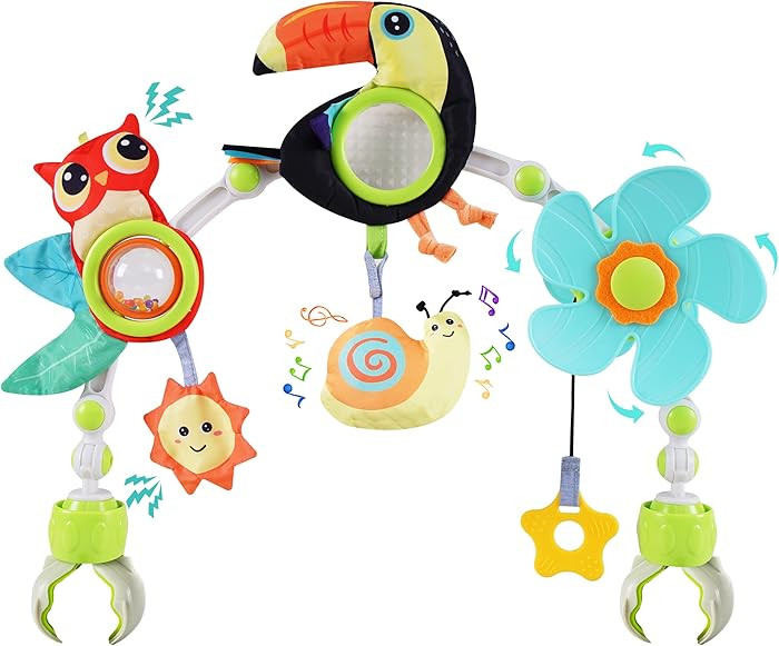 Adjustable Arch Bassinet Toys for Infant & Toddlers, Stroller Arch, Baby Crib Toys with Fascinati... | Amazon (US)