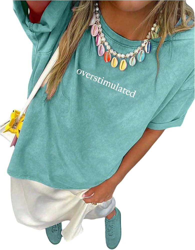 SOLY HUX Women's Letter Print Graphic Tees Crew Neck Short Sleeve Oversized T Shirt Vintage Summe... | Amazon (US)